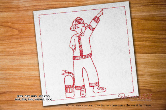 Fireman in Action Redwork: A Sweatshirt Design Review